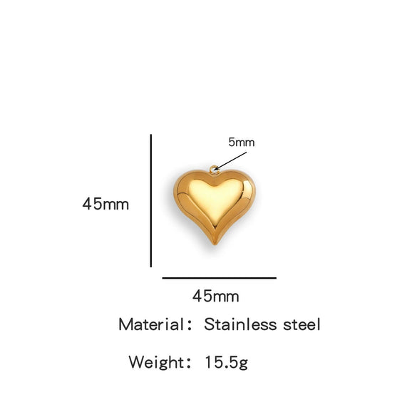 Pendant Stainless Steel Polished Heart Shape Electroplated