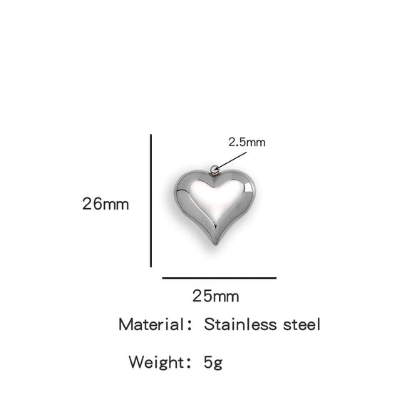 Pendant Stainless Steel Polished Heart Shape Electroplated