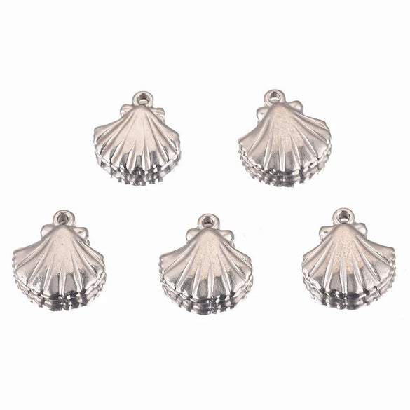 Pendant Stainless Steel Shell Fish Natural Style Electroplated