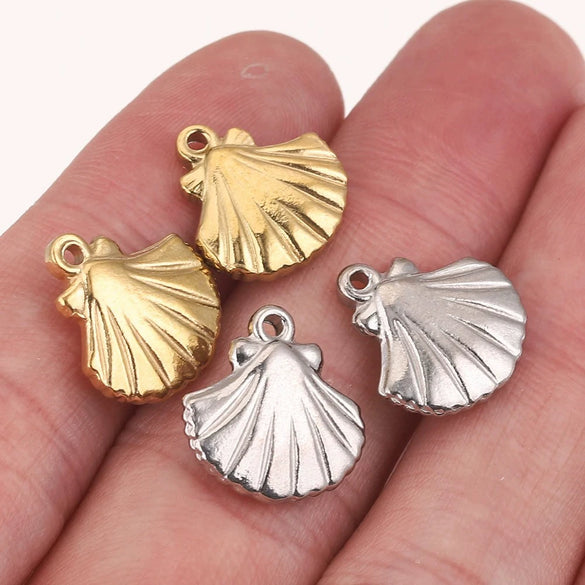 Pendant Stainless Steel Shell Fish Natural Style Electroplated