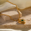 Pendant Stainless Steel Titanium Steel Geometric Love Shaped Electroplated Inlaid Emerald Zircon