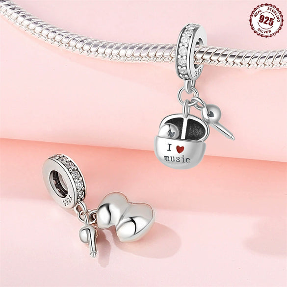 Pendant 925 Sterling Silver Headphone Stethoscope Dripping Oil Original Design