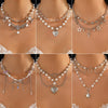 Pendant Tassel Necklace Imitation Pearl Alloy Heart Drop Star Geometric Electroplated For Women