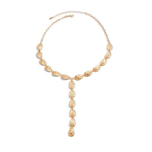 Pendant Tassel Necklace Plastic Resin Drop Shape Hammered Pattern Electroplating Handmade Chain For Women