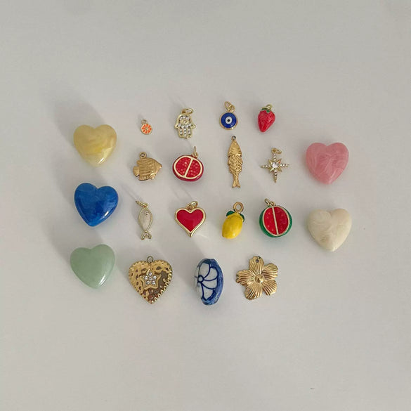 Pendant Titanium Steel Heart Shape Mixed Gemstone Inlay Furnace Vacuum Plating For Women