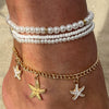 Pendant Women Holiday Style Starfish Rice Beads Imitation Pearl Iron Chain Alloy Dripping Oil Star Design