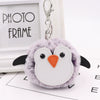 Penguin Plush Pu Leather Fur Ball Keychain Backpack Bag Pendant