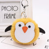 Penguin Plush Pu Leather Fur Ball Keychain Backpack Bag Pendant