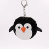 Penguin Plush Pu Leather Fur Ball Keychain Backpack Bag Pendant