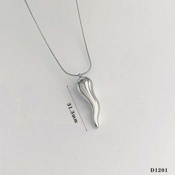 Pepper Shaped Pendant Necklace And Earrings Suit In Stainless Steel With Electroplating For Women Creative And Personalized Design