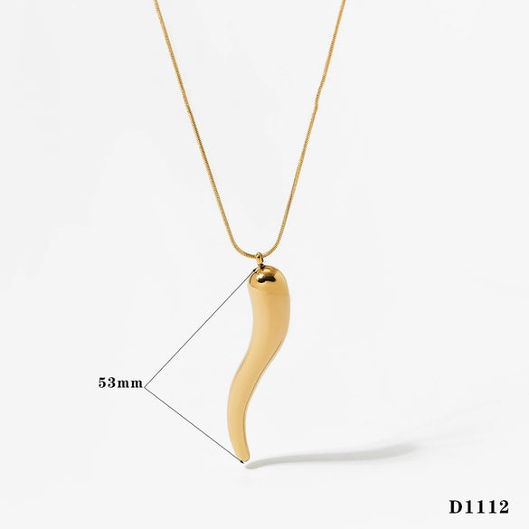 Pepper Shaped Pendant Necklace And Earrings Suit In Stainless Steel With Electroplating For Women Creative And Personalized Design