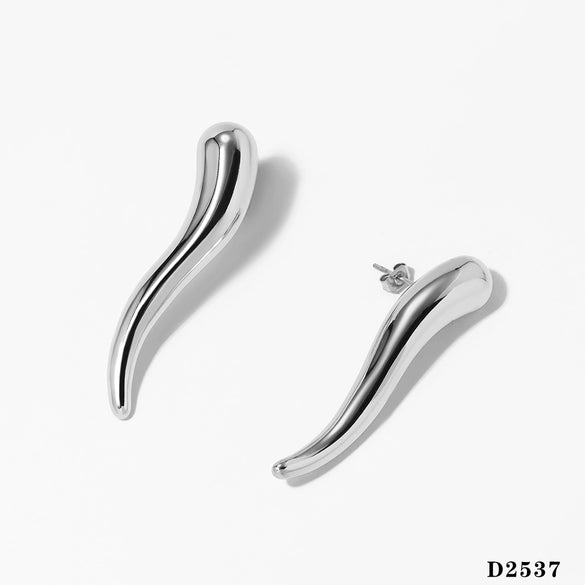 Pepper Shaped Pendant Necklace And Earrings Suit In Stainless Steel With Electroplating For Women Creative And Personalized Design