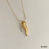 Pepper Shaped Pendant Necklace And Earrings Suit In Stainless Steel With Electroplating For Women Creative And Personalized Design