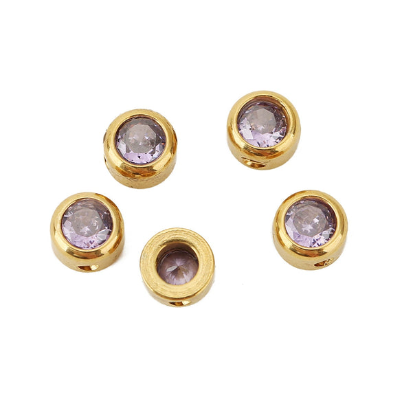Perforated Beads Stainless Steel Electroplated Cat Eye Beads With Love Pattern