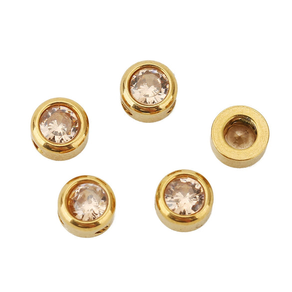 Perforated Beads Stainless Steel Electroplated Cat Eye Beads With Love Pattern
