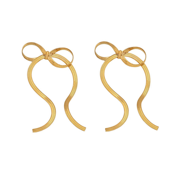 Personality Bow Stainless Steel Jewelry With Electroplating Treatment And Snake Chain For Women
