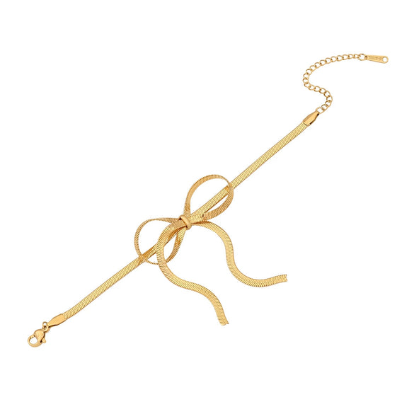 Personality Bow Stainless Steel Jewelry With Electroplating Treatment And Snake Chain For Women
