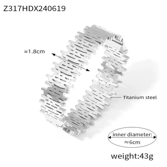 Personality Design Sense Geometric Hollow Irregular Titanium Steel Bracelet With Electroplating Treatment