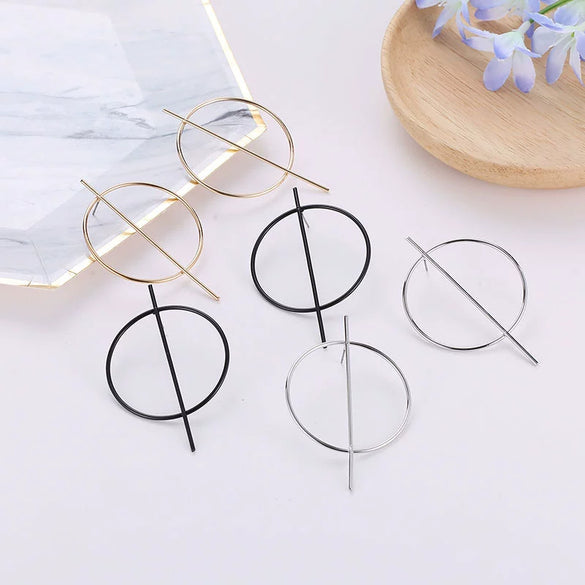 Personality Exaggerated Big Circle Geometric Earrings Nightclub Fashion Trendy Simple Style Elegant Allmatch Popular Earrings