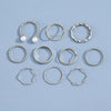 Personality Trend Simple Wave Twist Open Pearl Joint Ten-Piece Ring