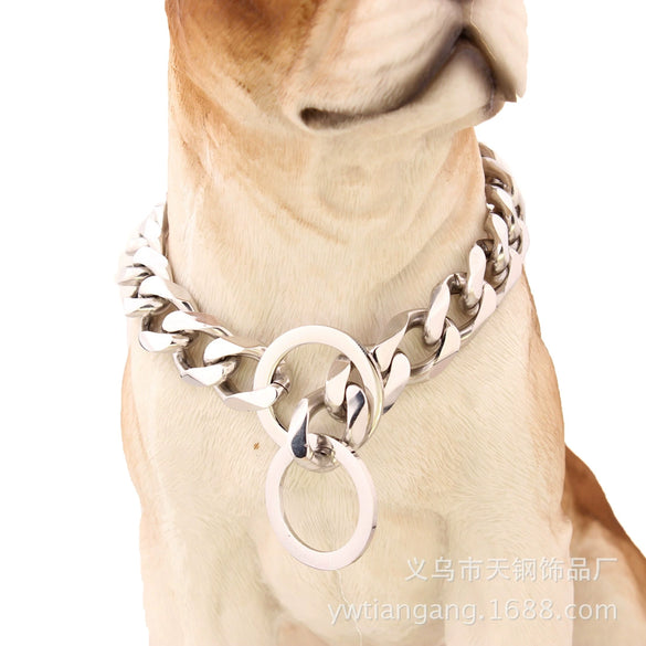 Pet Chain Collar Titanium Steel Sixsided Grinding Chain Polished Vacuum Plating Pit Bull Style