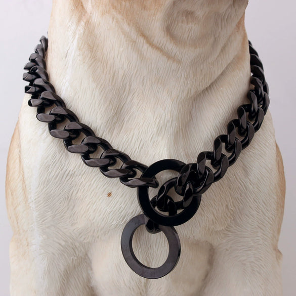 Pet Chain Collar Titanium Steel Sixsided Grinding Chain Polished Vacuum Plating Pit Bull Style