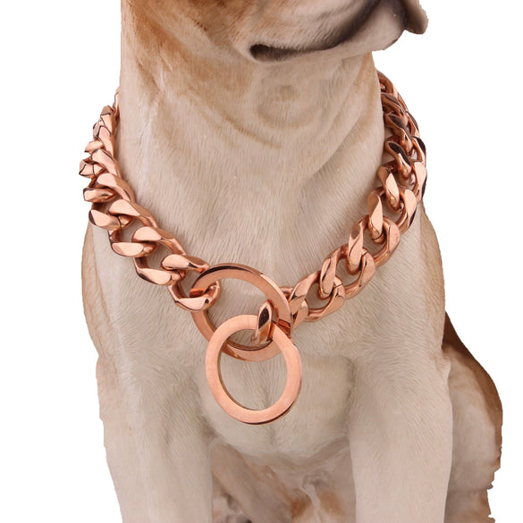 Pet Chain Collar Titanium Steel Sixsided Grinding Chain Polished Vacuum Plating Pit Bull Style