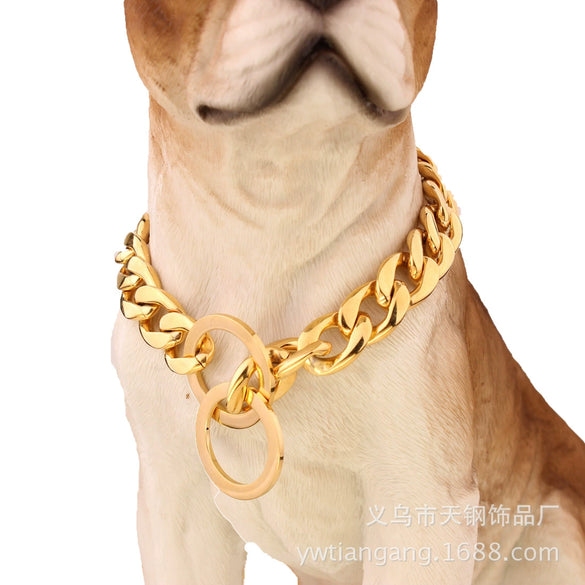 Pet Chain Collar Titanium Steel Sixsided Grinding Chain Polished Vacuum Plating Pit Bull Style