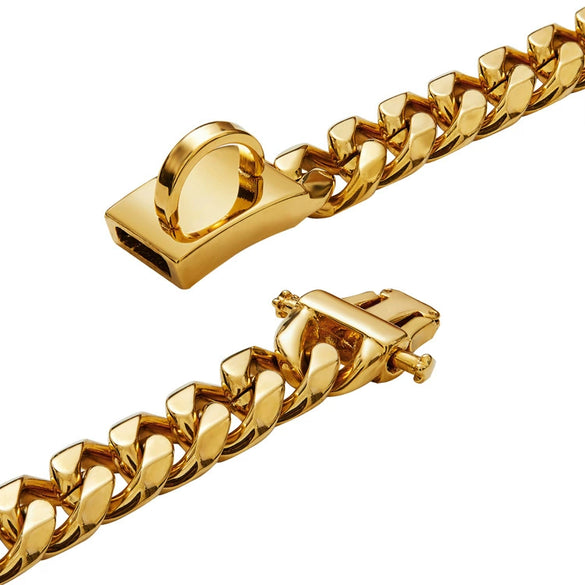 Pet Dog Chain Titanium Steel Sixsided Grinding Encrypted Round Grinding Polished Vacuum Plating