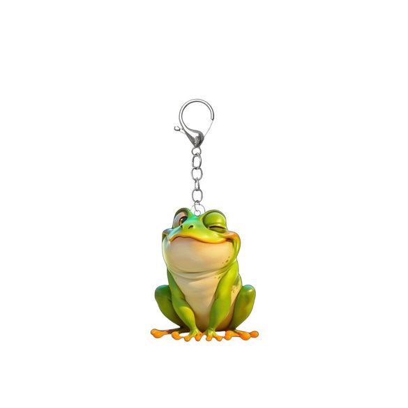 Pet Frog Key Chain Acrylic 2D Flat Christmas Tree Pendant Design