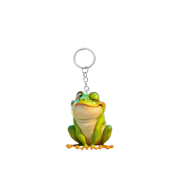 Pet Frog Key Chain Acrylic 2D Flat Christmas Tree Pendant Design