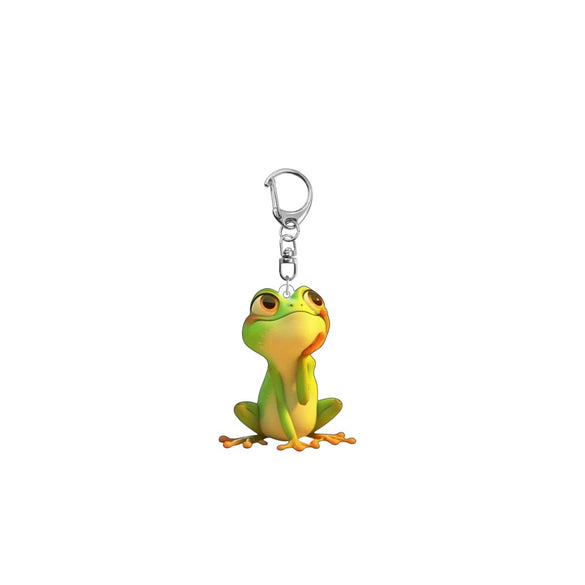 Pet Frog Key Chain Acrylic 2D Flat Christmas Tree Pendant Design
