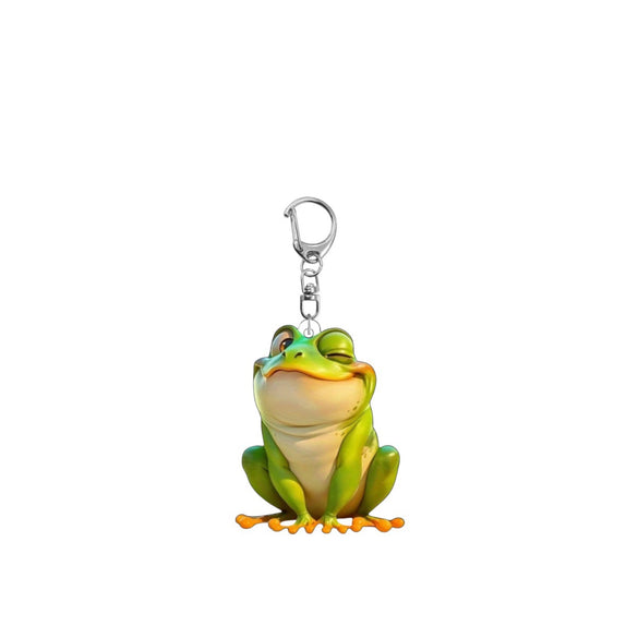 Pet Frog Key Chain Acrylic 2D Flat Christmas Tree Pendant Design