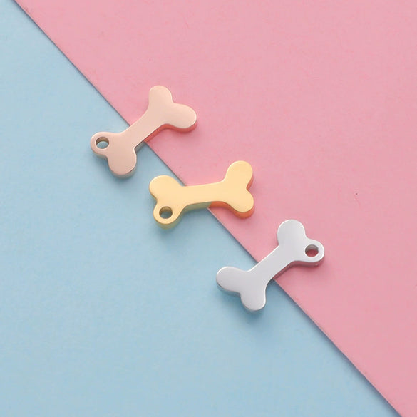 Pet Jewelry Accessories Stainless Steel Dog Bone Shape Pendant With Electroplating