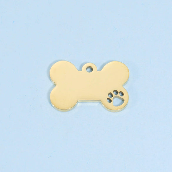 Pet Jewelry Accessories Stainless Steel Fine Polished Dog Bone Hollow Paw Pendant With Electroplating And Smooth Pattern