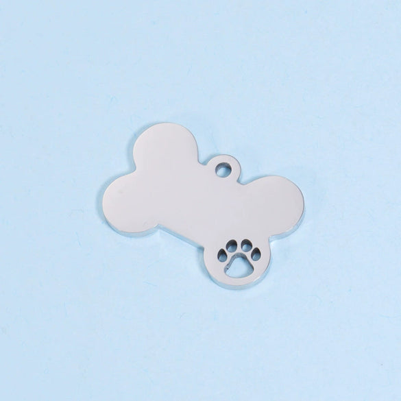 Pet Jewelry Accessories Stainless Steel Fine Polished Dog Bone Hollow Paw Pendant With Electroplating And Smooth Pattern
