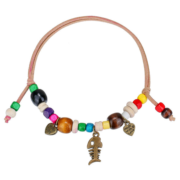 Pet Necklace Wooden Beads Alloy Velvet Rope Geometric Handmade