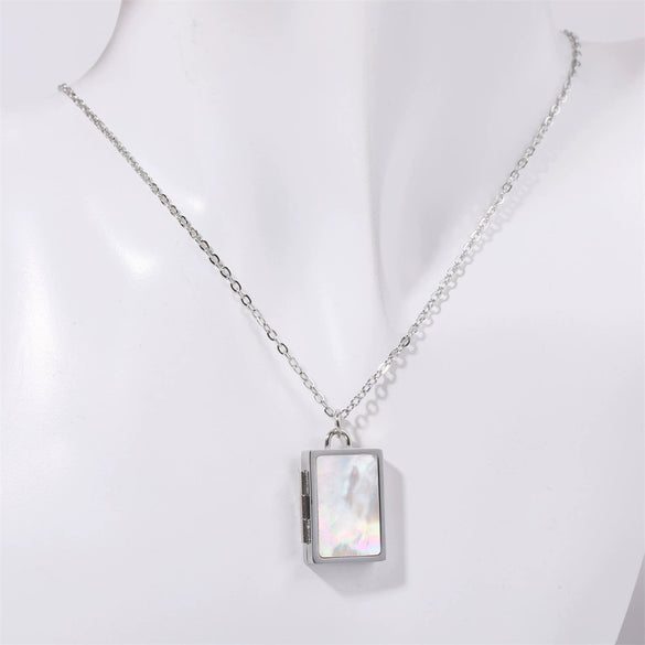 Pet Photo Album Necklace Titanium Steel Geometric Electroplating For Women