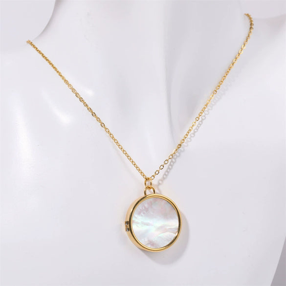 Pet Photo Album Necklace Titanium Steel Geometric Electroplating For Women
