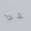 Petal Earrings 925 Silver Clover Zircon Electroplated Women's Light Luxury Flower Style