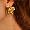 Petal Earrings Stainless Steel Geometric Style Electroplating For Women