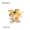 Petal Flower Inlaid Opening Ring Stainless Steel Electroplated Women's Hand Jewelry