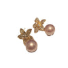 Petal Pearl Earrings With S925 Silver Needle And Golden Flower Design Electroplated
