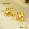 Petal Pearl Stainless Steel 18K Gold Plated Vintage Earrings