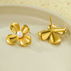 Petal Pearl Stainless Steel 18K Gold Plated Vintage Earrings