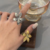 Petal Ring Titanium Steel Fashion Flower Design Electroplated For Women