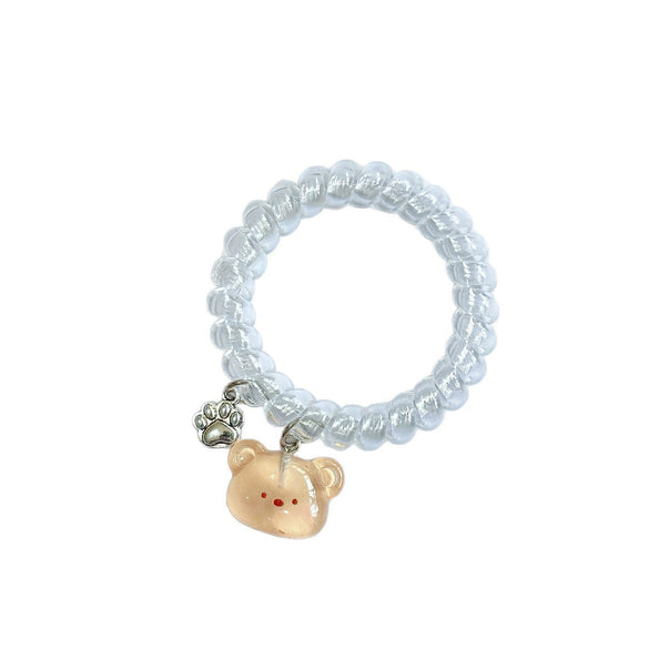 Phone Coil Pendant Hair Tie Mixed Materials Handmade Cute Bear Cartoon Female Headwear