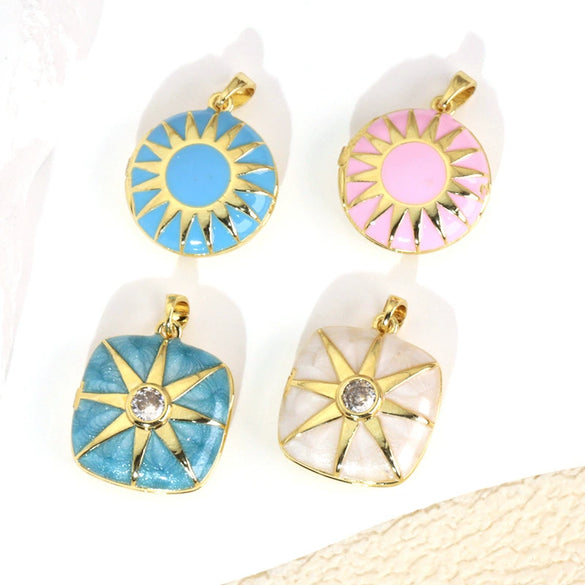Photo Album Drop Oil Pendant Accessories Copper Geometric Electroplated For Female
