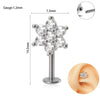 Piercing Earrings Stainless Steel Copper Crown Flower Inlaid Zircon