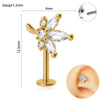 Piercing Earrings Stainless Steel Copper Crown Flower Inlaid Zircon